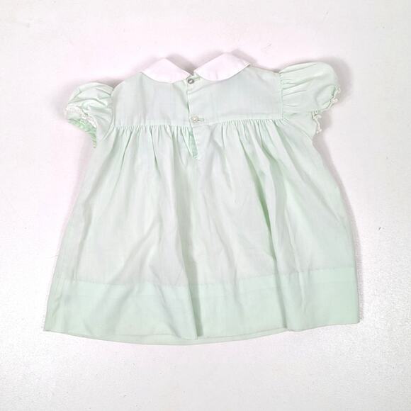 Vintage Polly Flinders Dress Girls Size 9m Mint Green Smocked Pastel Spring - Picture 3 of 4